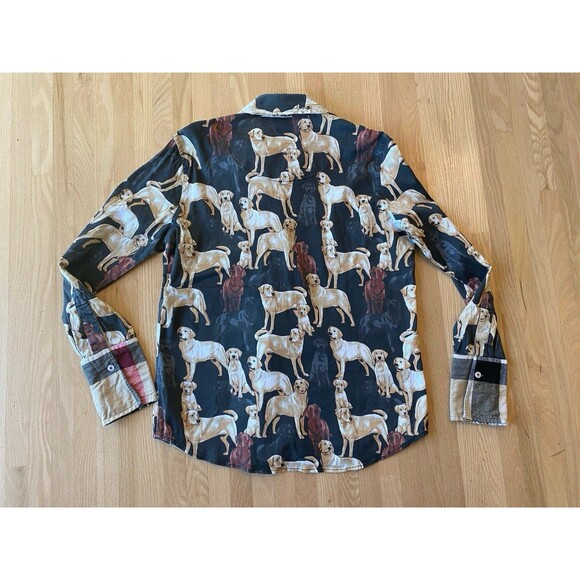 Tizzie Dog Print Long Sleeve Button Down Flannel Cuff Collar Shirt Women's M - Picture 5 of 7